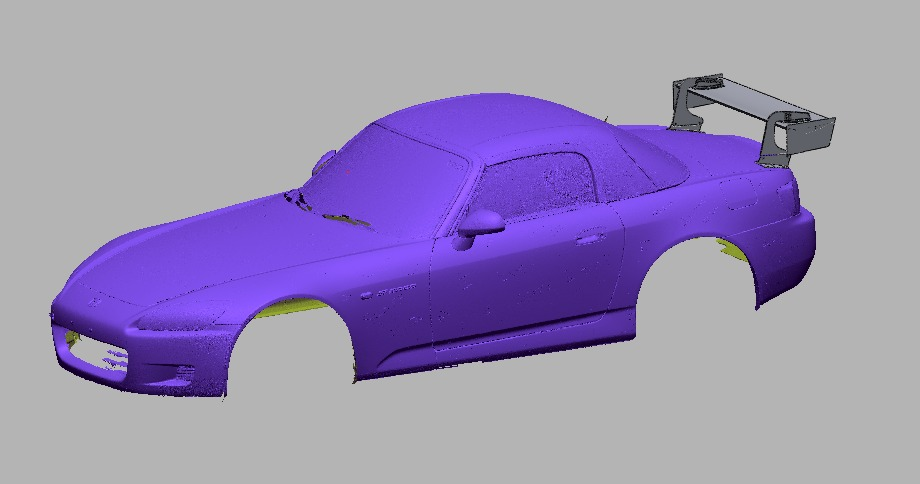 Honda S2000 with the 47.5" swan-mount TC Wing, front three-quarter render showing wing height