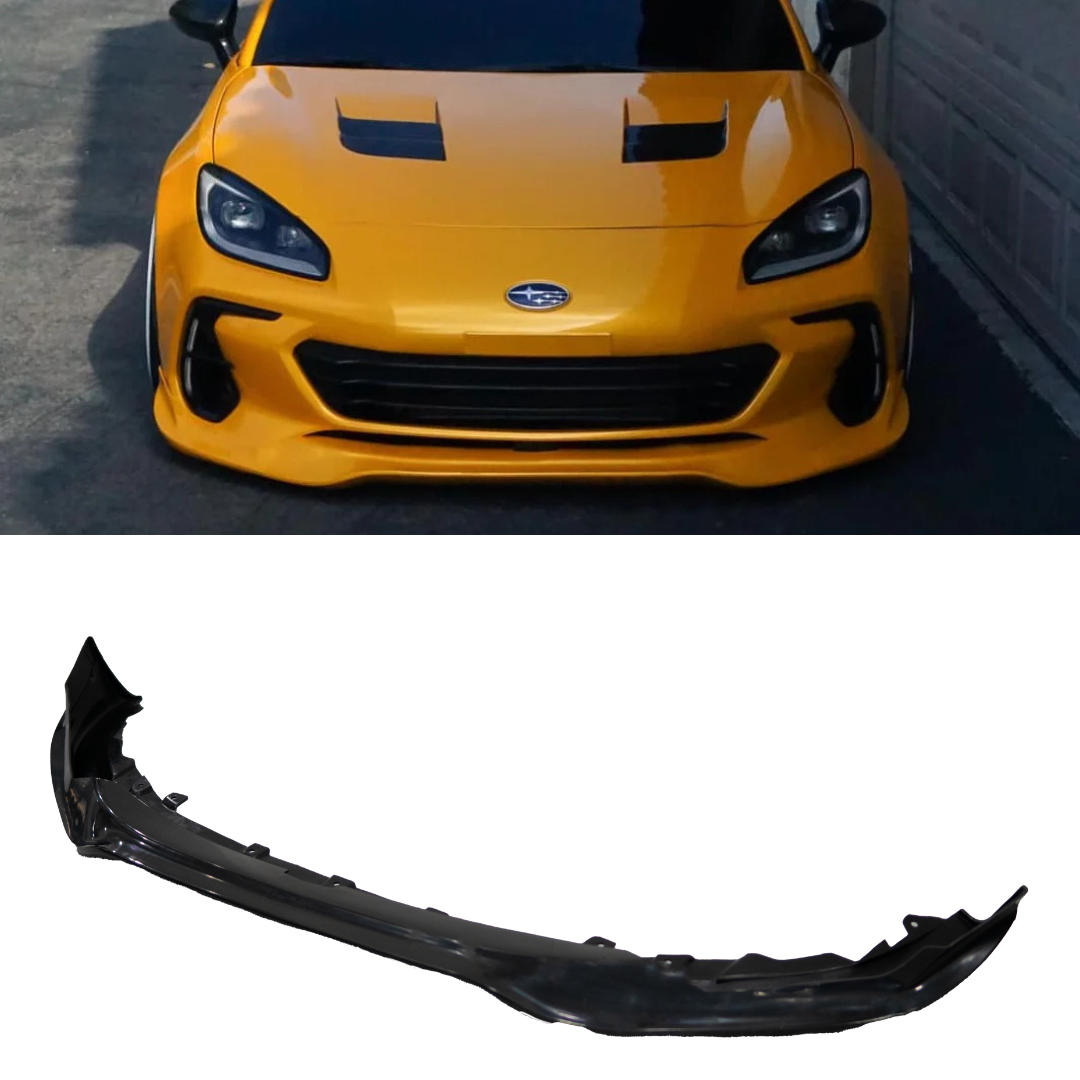 Epsilon+ front lip for the Subaru BRZ ZN8 shown fitted to a yellow car and as a standalone part