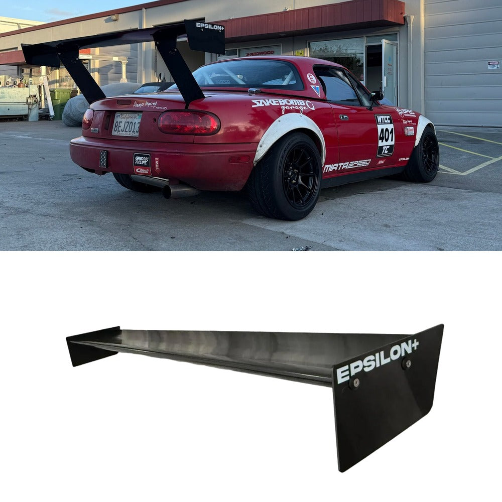 Mazda Miata NA with the Epsilon+ TC Wing installed, shown above the TC Wing airfoil