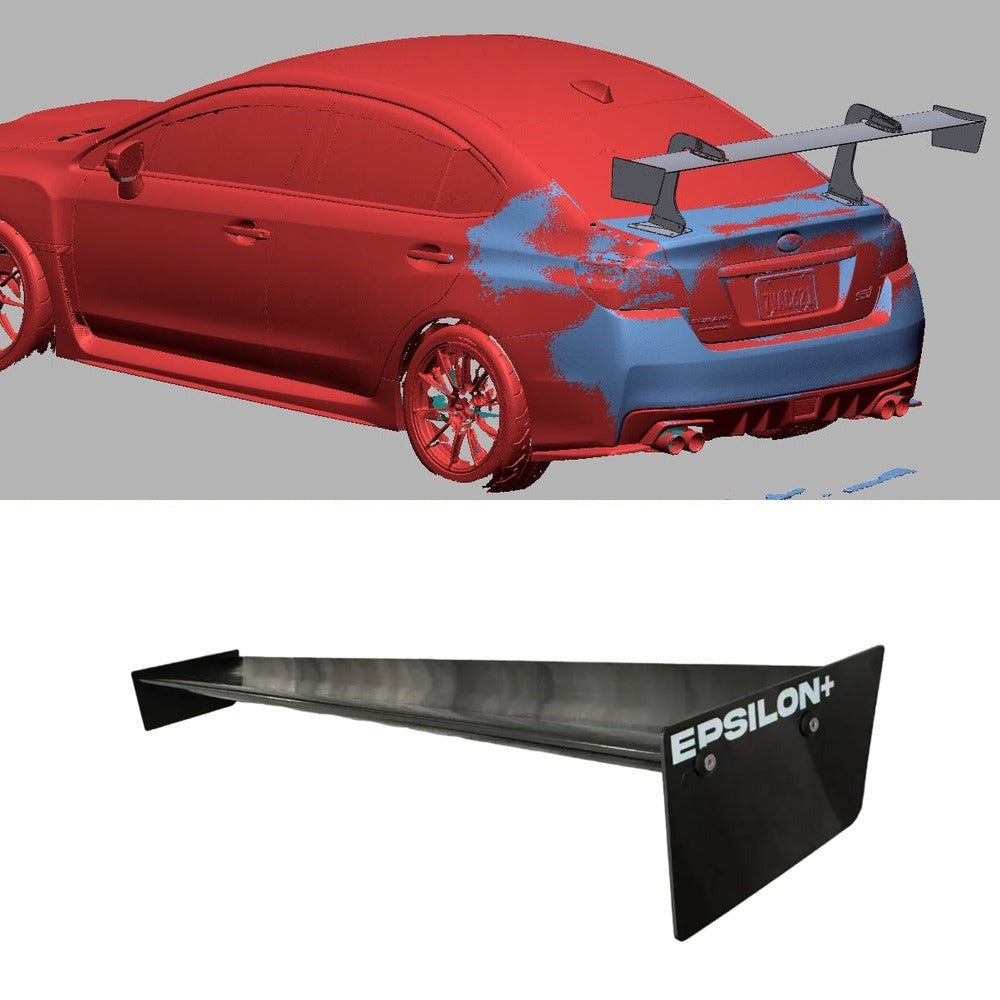 3D scan render of a Subaru WRX / STI (VA) with the bottom-mount TC wing, above the Epsilon+ TC wing element