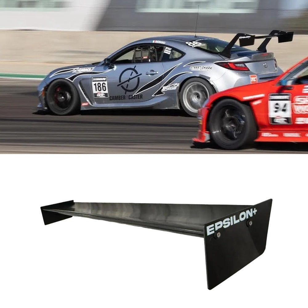 Epsilon+ TC Wing on a Toyota GR86 race car at Laguna Seca, shown above the TC Wing airfoil