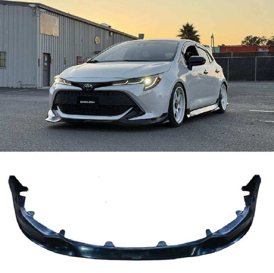 Epsilon+ front lip for the Toyota Corolla Hatchback E210 shown fitted and as a standalone part