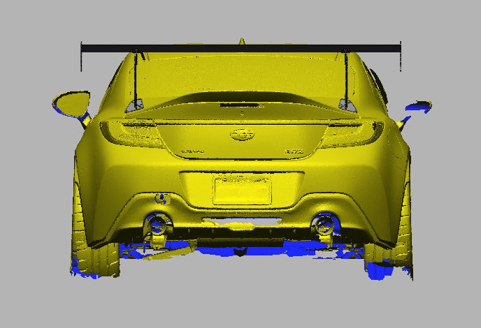 Straight-on rear view of the ZN8 GR86 showing the TC Wing spanning the deck lid