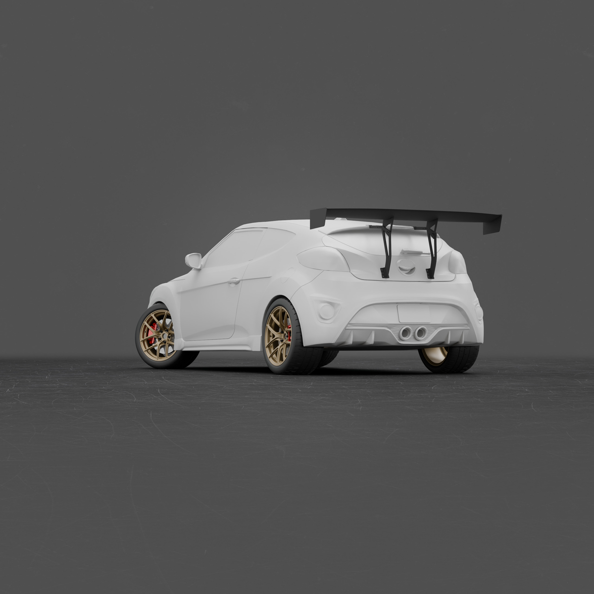 Epsilon+ GT Wing mounted on Hyundai Veloster FS — rear quarter view