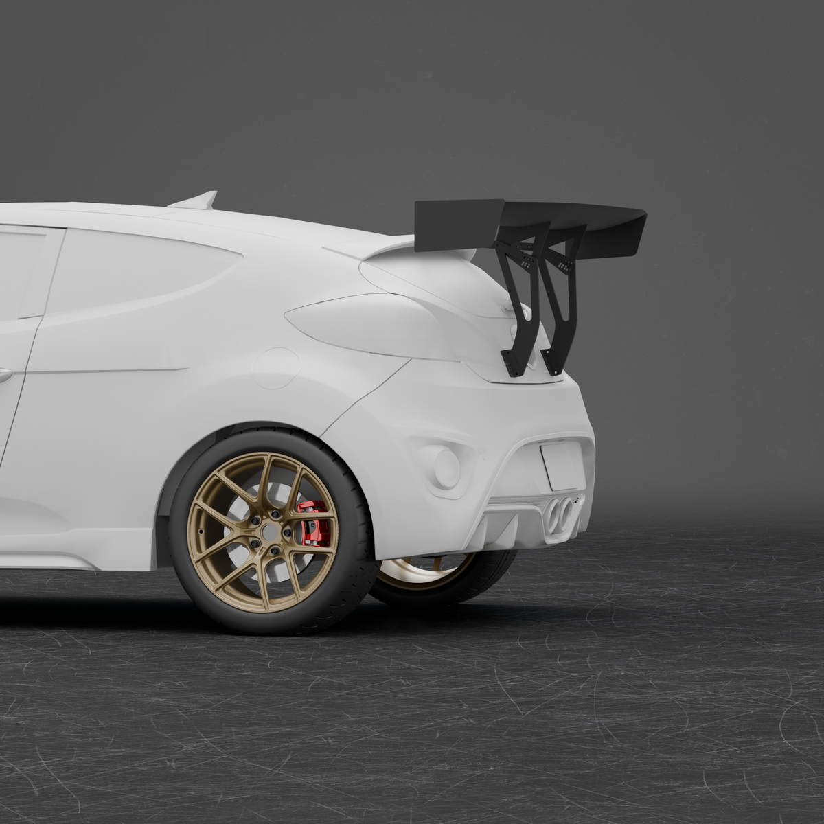 Epsilon+ GT Wing on Hyundai Veloster FS — rear three-quarter view