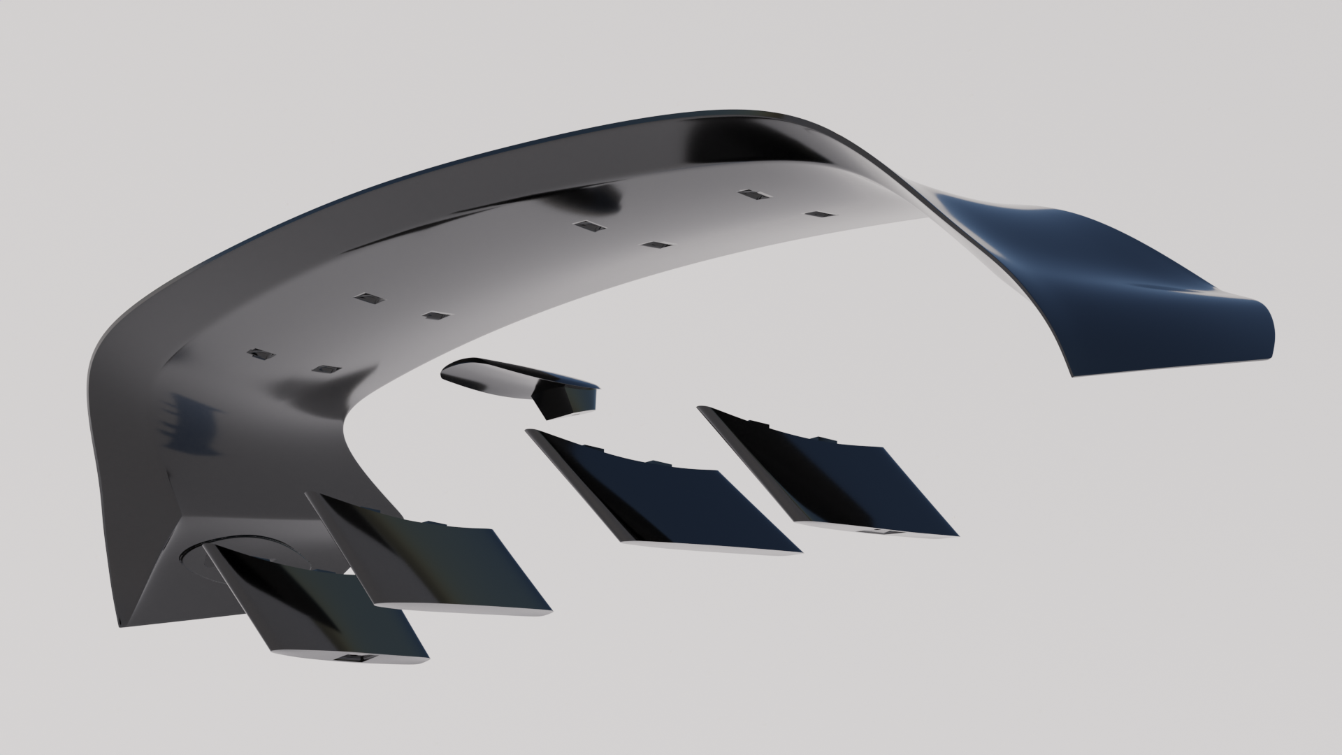 3D render of the WRC Wing V2 underside showing mounting geometry