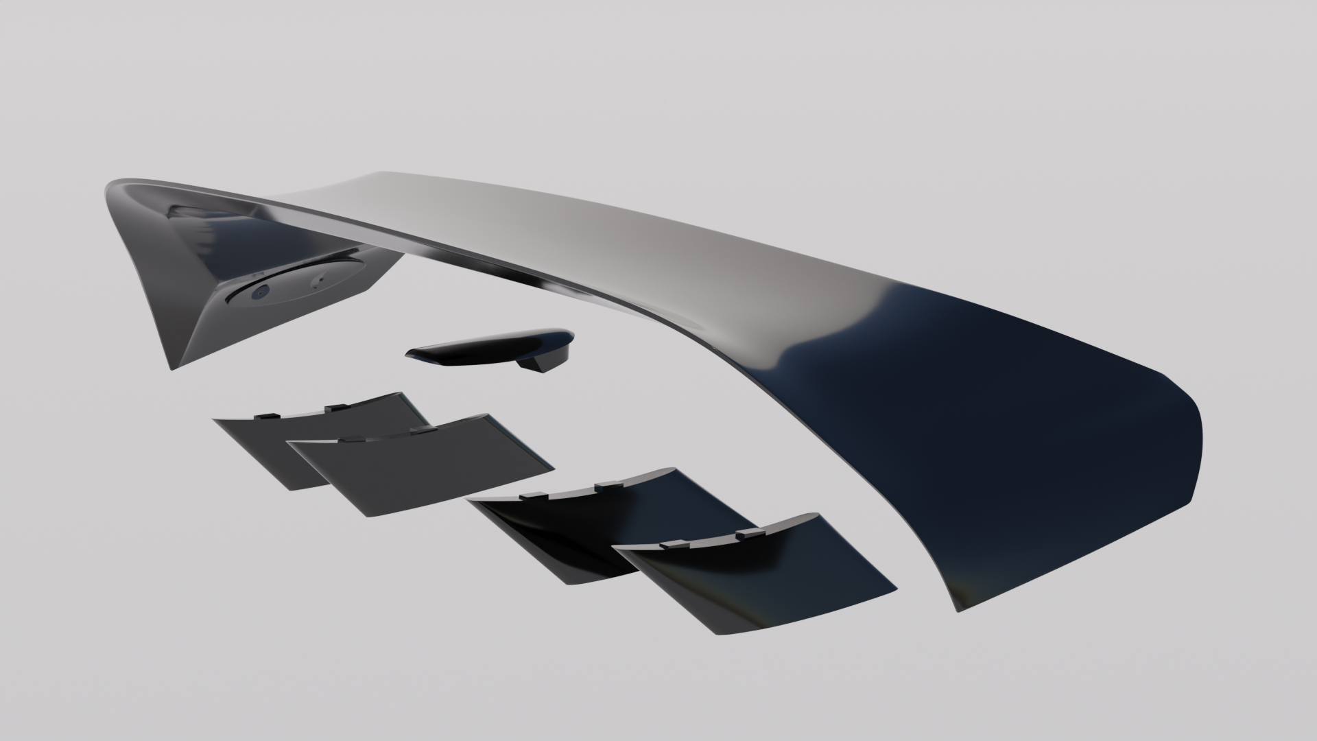 3D render of the WRC Wing V2 upper wing piece isolated on a gray background