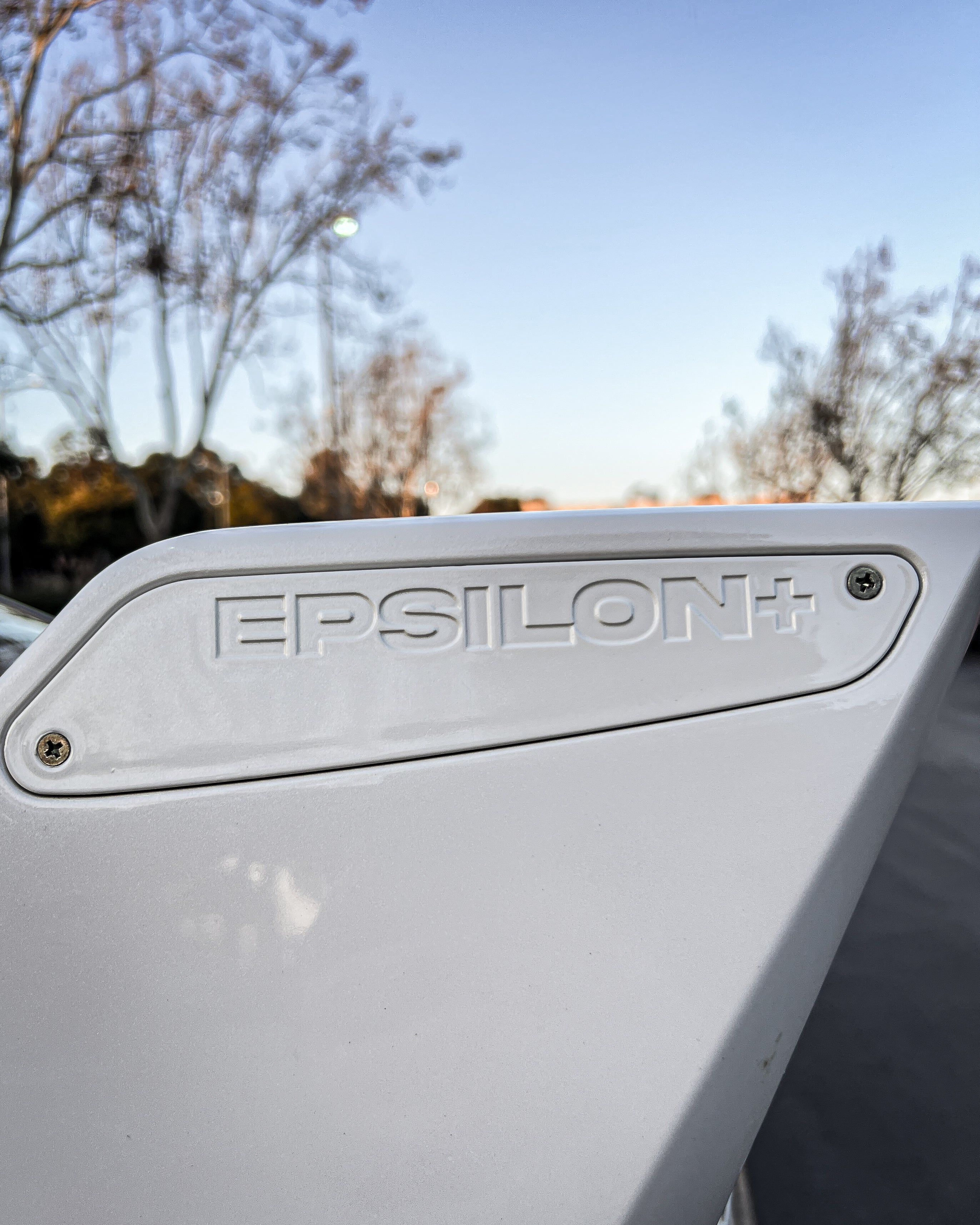 Detail of the EPSILON+ engraving on the WRC wing endplate